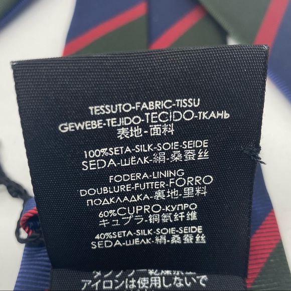 GUCCI Mens Striped Silk Blue Green Tie - Picture 10 of 11